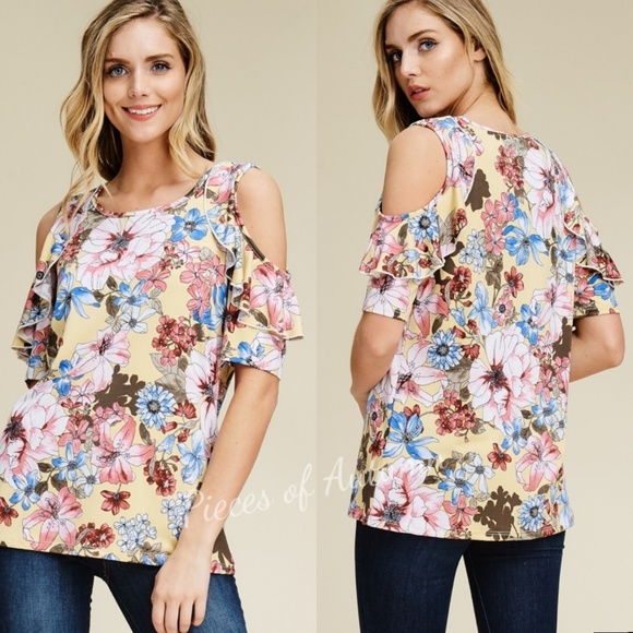 Floral cold shoulder top - Picture 2 of 7